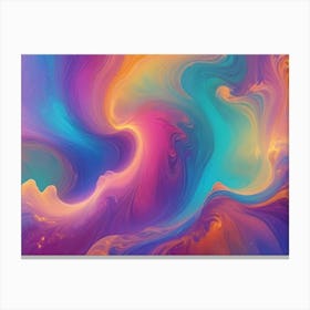 Abstract, Swirling Patterns Of Color Resembling Liquid Or Paint In Shades Of Purple, Blue, Orange, And Yellow Canvas Print