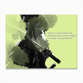 Anime Female Samurai - Haiku Samurai Spirit Canvas Print