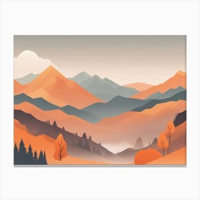 Misty mountains horizontal background in orange tone 63 Canvas Print