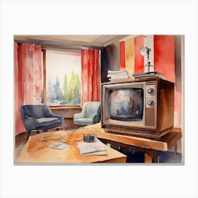 Tv In The Living Room Canvas Print