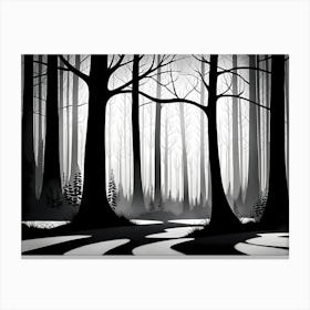 Black And White Forest, black and white monochromatic art 2 Canvas Print