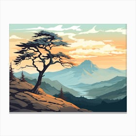 Lone Tree At Sunset Canvas Print