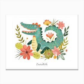 Little Floral Crocodile 3 Poster Canvas Print