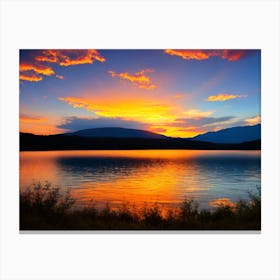 Sunset Over Lake 19 Canvas Print