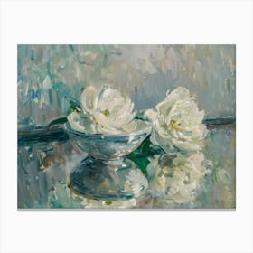 Peonies In A Bowl Canvas Print