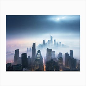 Cityscape In The Fog Canvas Print