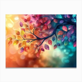 Colorful Tree With Leaves On Hanging Branches 20 Canvas Print