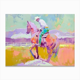 Neon Cowboy In Rocky Mountains 1 Painting Canvas Print