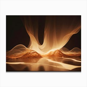 An Abstract Image Of Glowing, Orange Threads Creating A Dynamic And Futuristic Landscape Canvas Print