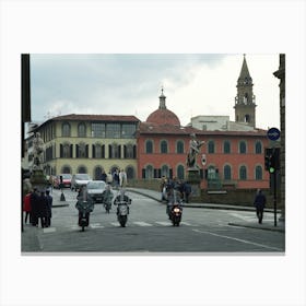 Paninari Riding Across Ponte Santa Trinita Florence Canvas Print