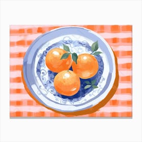 A Plate Of Oranges, Top View Food Illustration, Landscape 3 Canvas Print