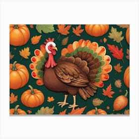 Default A Joyfully Festive Thanksgiving Illustration Featuring 1 Canvas Print