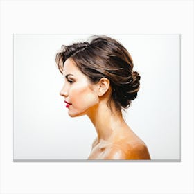 Side Profile Of Beautiful Woman Oil Painting 9 Canvas Print