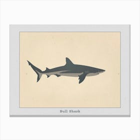 Bull Shark Grey Silhouette 6 Poster Canvas Print