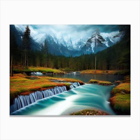 Waterfall In The Mountains 7 Canvas Print