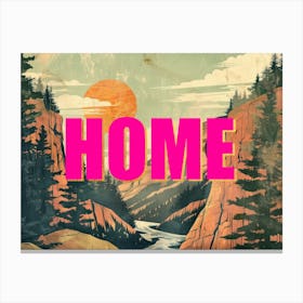 Pink And Gold Home Poster Retro Mountains 7 Canvas Print
