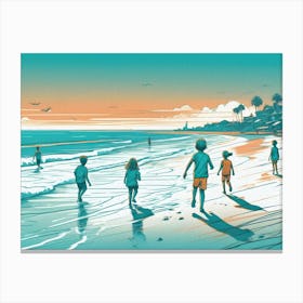 Kids At The Beach Canvas Print