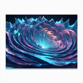 Abstract Image Of A Swirling, Glowing Blue, Pink, And Gold Form, Resembling A Cosmic Nebula Or A Futuristic Portal Canvas Print