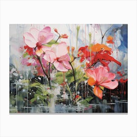 Abstract Flowers. Living room floral art print Canvas Print