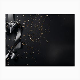 Black Background With Bow And Confetti Canvas Print