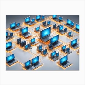 Abstract Image Of A Network Of Computers Connected By Wires Canvas Print