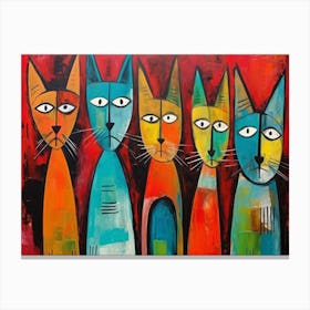 Cats Acrylic Painting In The Style Of Chromat Canvas Print