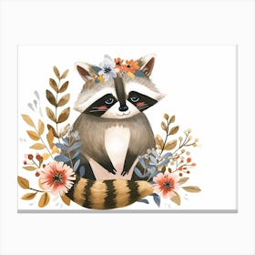 Little Floral Raccoon 3 Canvas Print