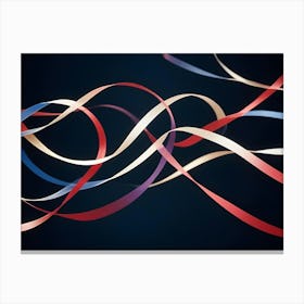 Abstract Image Of Colorful, Flowing Ribbons On A Dark Background, Creating A Dynamic And Elegant Design Canvas Print