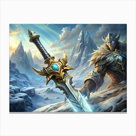 Warrior Holding A Legendary Sword Canvas Print