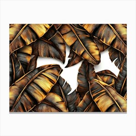 Grunge Bronze Banana Leaves, Palm Canvas Print