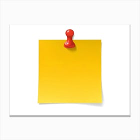 Yellow Sticky Note With Red Pushpin Office Supply Canvas Print