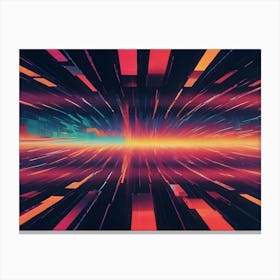 Abstract Image Of A Futuristic Tunnel With Glowing Lines And Shapes Canvas Print