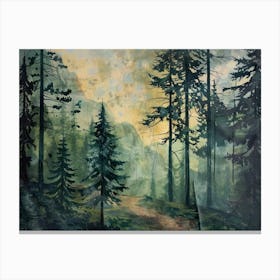 Retro Wooded Pines 6 Canvas Print