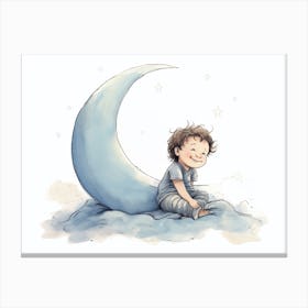 Moon And Boy Canvas Print