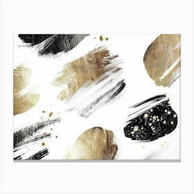 Gold And Black Brushstrokes 10 Canvas Print