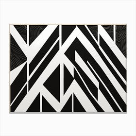 Retro Inspired Linocut Abstract Shapes Black And White Colors art, 211 Canvas Print