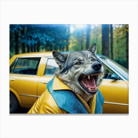 Wolf In Yellow Coat Canvas Print