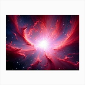 Abstract Celestial Scene Capturing A Nebula Explosion In The Pink And Red Hues Of A Distant Galaxy (3) Canvas Print