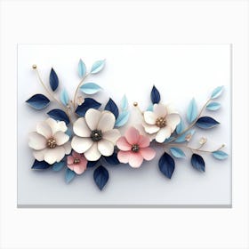 3d Artwork Illustration Flowers White 5 Canvas Print