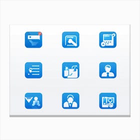 People Control Holiday Set Mass Media Service Device Icon Food Industry Blue Information (31) Canvas Print