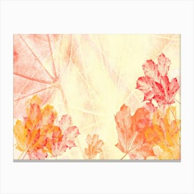 Leaves Autumn Background Retro Vintage Frame Foliage Art Watercolor Canvas Print