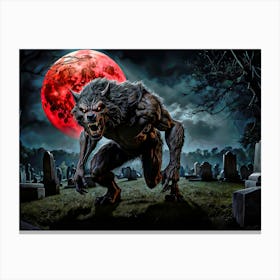 Werewolf in Cemetary Canvas Print