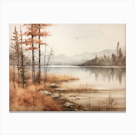 A Painting Of A Lake In Autumn 13 Canvas Print