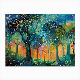 Starry Night Forest Canvas Print