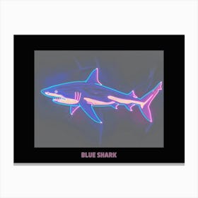 Neon Pastel Pink Blue Shark 4 Poster Canvas Print