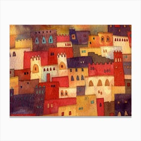 Ait Benhaddou Morocco Watercolor Canvas Print