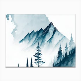 Mountain And Forest In Minimalist Watercolor Horizontal Composition 218 Canvas Print