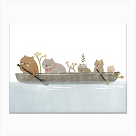 Cats Family Boat Canvas Print