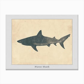 Nurse Shark Grey Silhouette 2 Poster Canvas Print