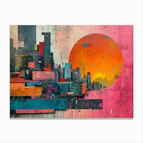 Urban Rhapsody: Collage Narratives of New York Life. Abstract Cityscape Canvas Print